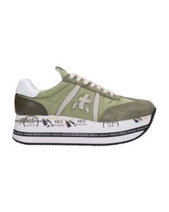 Beth Sneakers In Green Suede And Fabric