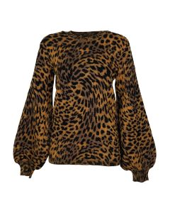 Stella McCartney Leopard-Print Crewneck Long-Sleeve Top