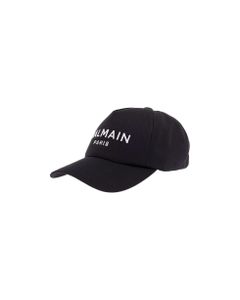 Balmain Man's Black Cotton Hat With Logo