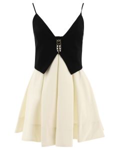 Pinko Two-Tone V-Neck Sleeveless Mini Dress