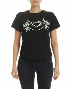 Black T-shirt with front embroidery
