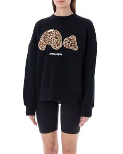 Palm Angels Leopard Bear Embellished Crewneck Sweatshirt