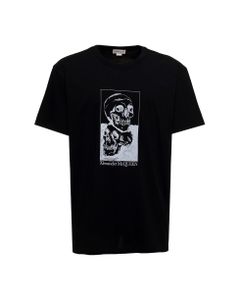 Alexander Mcqueen Man 's Black Cotton T-shirt With Logo Print