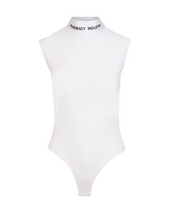 Woman White Body Top With Logo On The Neck