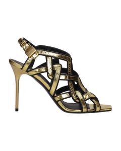 Urania-crinkle Sandals In Gold Leather