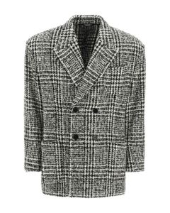 Checkered Double-breasted Wool Jacket