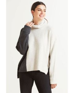 Flossy High Neck Colorblock Pullover