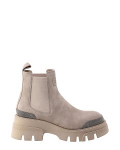 Brunello Cucinelli Logo Patch Ankle Boots