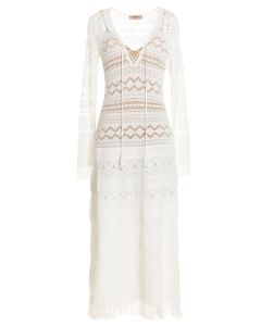TWINSET Perforated V-Neck Maxi Dress