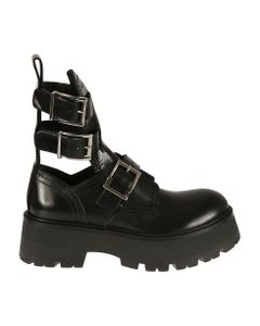 Multi Side Buckled Leather Boots