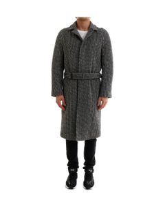 Belted Overcoat In Wool Twill