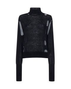 MM6 Maison Margiela Distressed Turtleneck Knitted Sweater