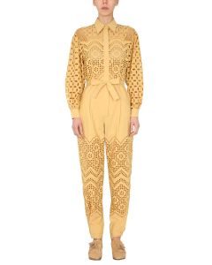 Alberta Ferretti Embroidered Detail Belted Jumpsuit