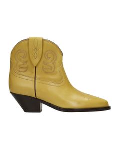 Dohee Texan Ankle Boots In Yellow Leather