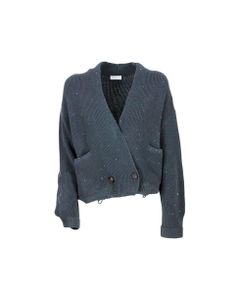 Cardigan Sweater With Micro Sequins