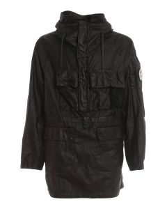 Waxed linen hooded jacket
