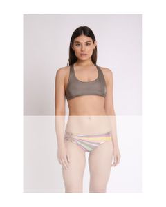 Marion Zimet Tank Bikini Top With Olympic Neckline, In Coated Microfiber