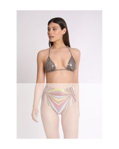 Marion Zimet Sliding Triangle Bikini Top In Coated Microfiber