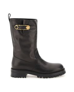 Biker Boots With Medusa Safety Pin