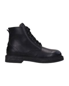 Ele Combat Boots In Black Leather