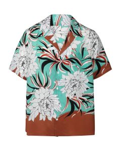 Si Lk Bowling Shirt, Semiover Fit, Pocket On Chest, Street Flowers Couture Peonies Print All Over
