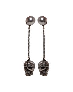 Skull Silver Colored Brass Earrings