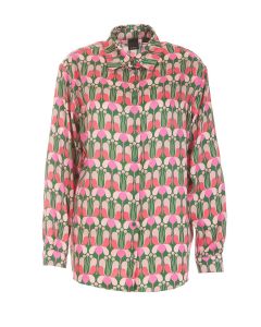Pinko Allover Graphic Printed Long Sleeved Shirt