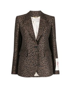Golden W`s Single Breasted Blazer Faded Leopard Jacquard Wool