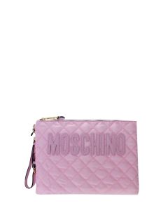 Moschino Logo Quilted Clutch Bag