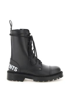 Vetements Logo Printed Lace-Up Round Toe Boots