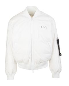 Man White Padded Bomber With Contrast Logo