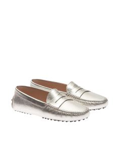 Leather silver loafers