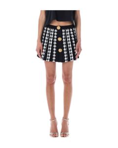 Pleated Skirt With Houndstooth Pattern