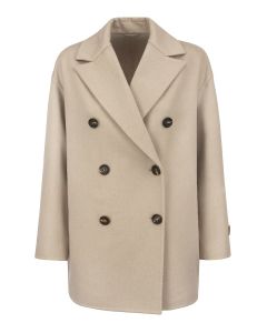 Cashmere coat with precious patch