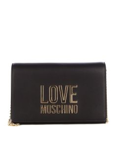 Love Moschino Logo Plaque Chain-Link Clutch Bag