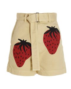 JW Anderson Strawberry-Printed Belted Shorts