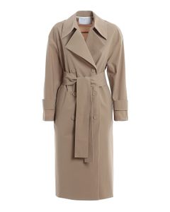Total beige techno fabric trench