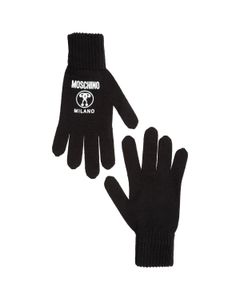 Moschino Double Question Mark Logo Detailed Gloves