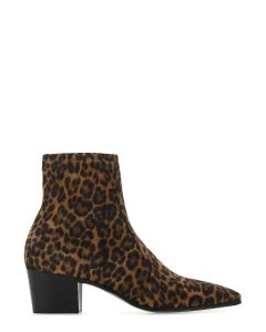 Saint Laurent Leopard Printed Vassili Zipped Boots