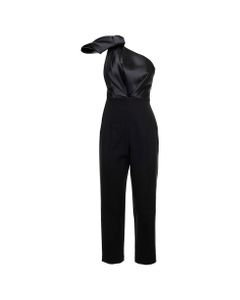 Hester One Shoulder Blacktwill Silk Jumpsuit Solace London Woman