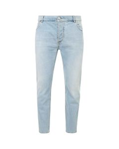 Cropped Tapered Embossed Jeans