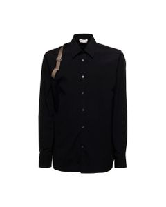 Alexander Mcqueen Man's Signature Harness Black Cotton Shirt