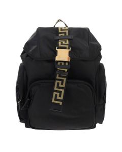 Versace Buckled Logo Detailed Backpack