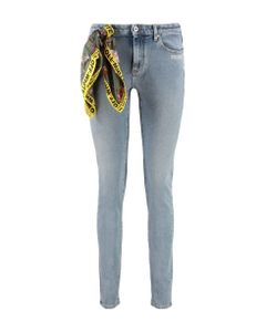Printed Foulard Detail Skinny Jeans