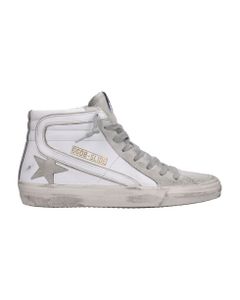 Slide Sneakers In White Suede And Leather