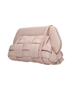 Bios Weaved Clutch In Rose-pink Faux Leather