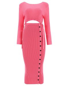 Self-Portrait Cut-Out Detailed Knitted Midi Dress