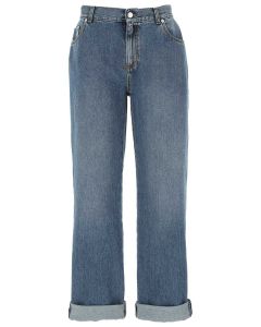 Alexander McQueen High Waisted Cropped Jeans