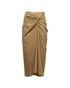 Draped Beige Cotton Longuette Skirt Brunello Cucinelli Woman