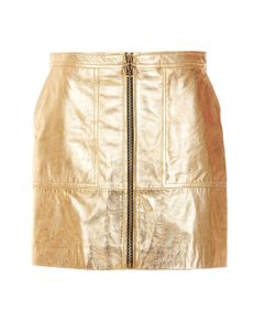 Pinko Front-Zip Metallized Effect Mini Skirt